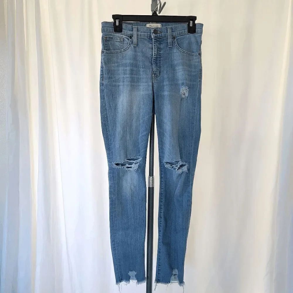 Madewell womens blue distressed skinny jeans 9 high rise size 27
